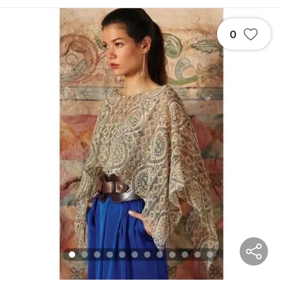 Anthropologie TINY Silk Caped Mosaic Layered Scarf Top Blouse ~ Small - Picture 17 of 17